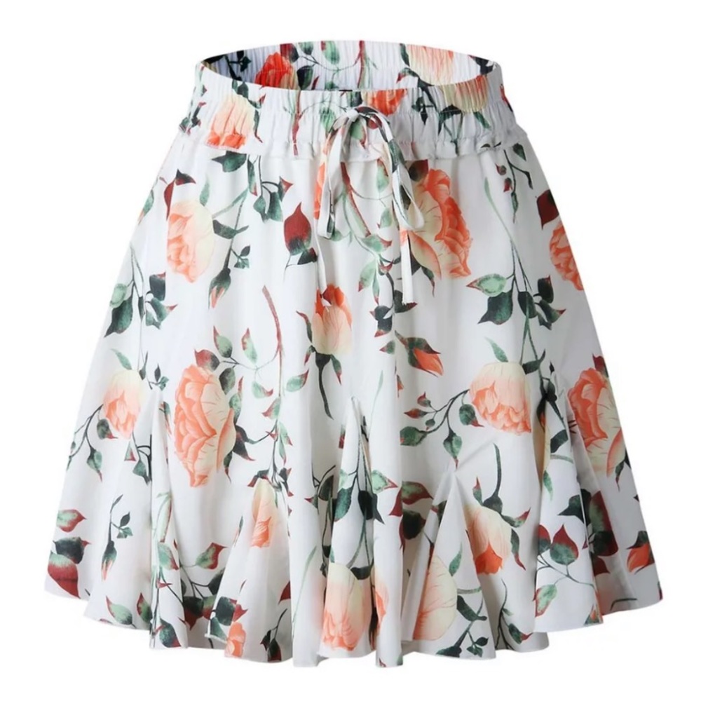 CLEARANCE Rose Floral Ruffle Flirty Mini Skirt - Picture 3 of 7
